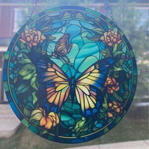 🌼2 for $25🌼 Butterfly, acrylic 6 inch hanging suncatcher, window decor